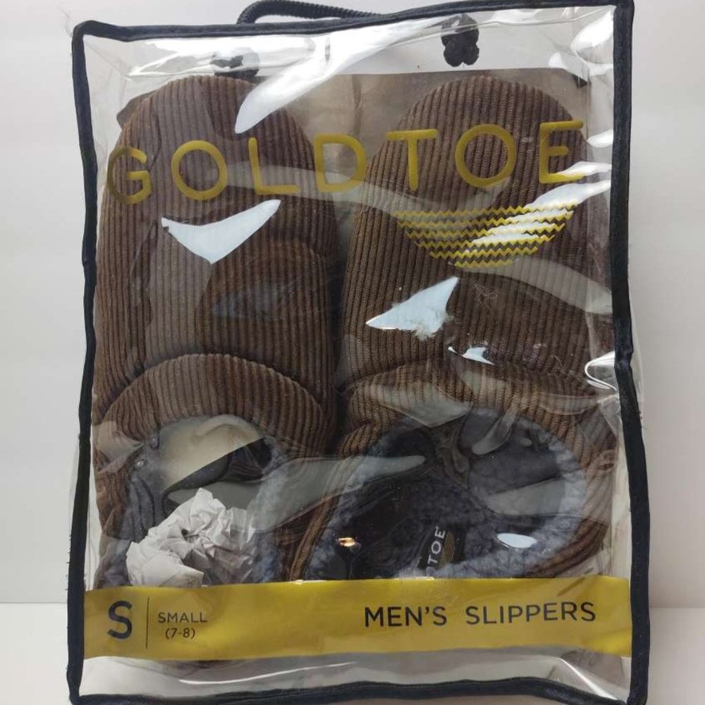 Gold toe mens Non slip  ultra soft slippers size 7/8 Small Chocolate Brown